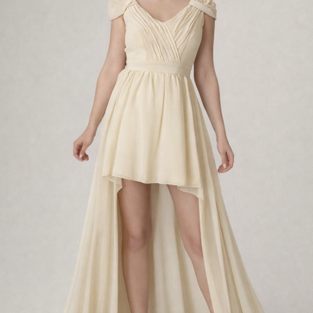 Elegant Cream High-Low Dress
